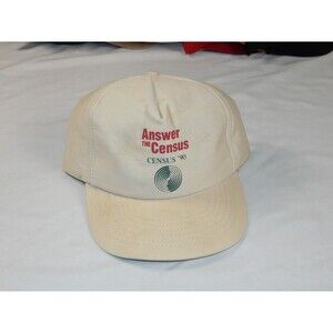 VTG Vintage Snapback Trucker Hat - White Answer the Census '90 1990 Made in USA